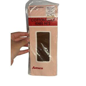 VTG 1980s Ames Cotton Sole Knee Highs - Beige, SZ 8½–11, NOS Hosiery Comfortable